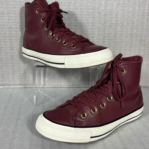 Converse Maroon Leather High Top Sneakers Women's Size 7.5) (553366C)